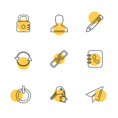 Beyaz arka plan üzerinde renkli minimalist düz vektör app simgeleri