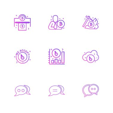 beyaz zemin üzerine minimalist düz vektör app simge kümesi