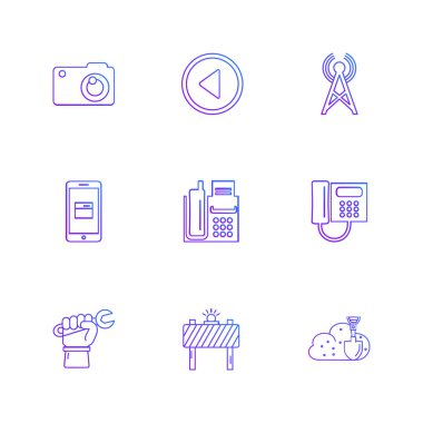 Beyaz arka plan üzerinde farklı minimalist düz vektör app simgeleri