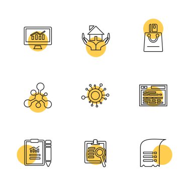 beyaz zemin üzerine minimalist düz vektör app simge kümesi