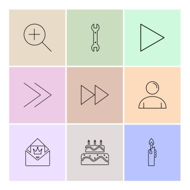 Beyaz arka plan üzerinde farklı minimalist düz vektör app simgeleri