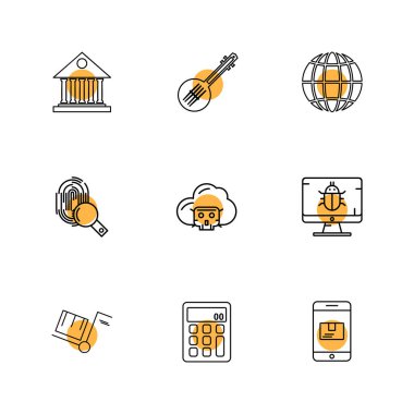 Farklı minimalist düz vektör app simgeleri