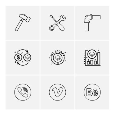 Farklı minimalist düz vektör app simgeleri