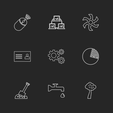 farklı minimalist düz vektör app simgeler siyah arka plan üzerine