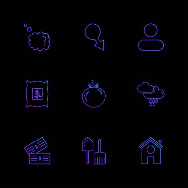 farklı minimalist düz vektör app simgeler siyah arka plan üzerine