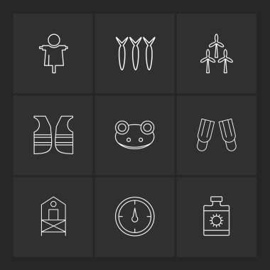 farklı minimalist düz vektör app simgeler siyah arka plan üzerine