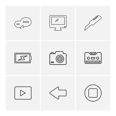 minimalist düz vektör app simgeleri gri arka plan üzerinde