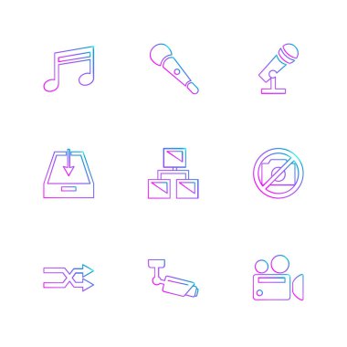 Beyaz arka plan üzerinde farklı minimalist düz vektör app simgeleri