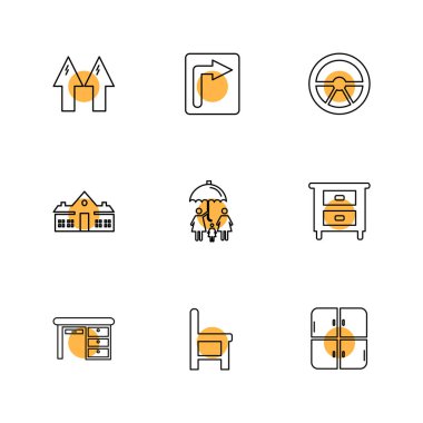 Beyaz arka plan üzerinde farklı minimalist düz vektör app simgeleri