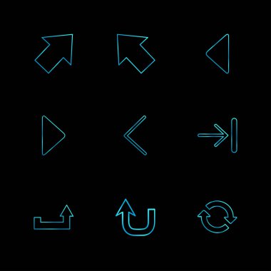 farklı minimalist düz vektör app simgeler siyah arka plan üzerine