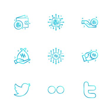 Beyaz arka plan üzerinde farklı minimalist düz vektör app simgeleri