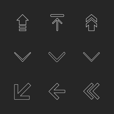 farklı minimalist düz vektör app simgeler siyah arka plan üzerine