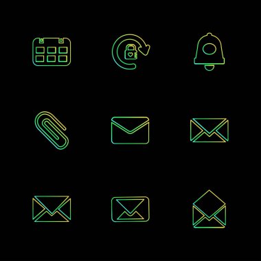 farklı minimalist düz vektör app simgeler siyah arka plan üzerine