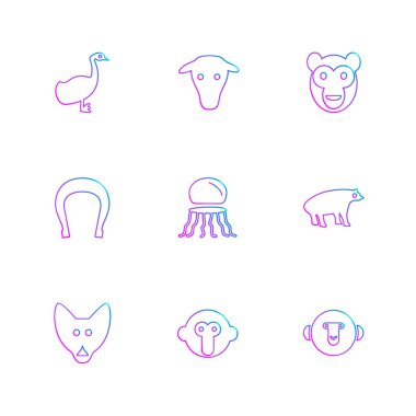 Beyaz arka plan üzerinde farklı minimalist düz vektör app simgeleri