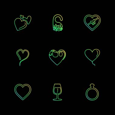 farklı minimalist düz vektör app simgeler siyah arka plan üzerine