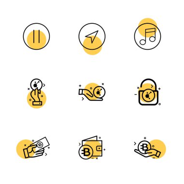 Beyaz arka plan üzerinde farklı minimalist düz vektör app simgeleri