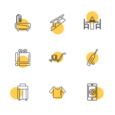 beyaz zemin üzerine minimalist düz vektör app simge kümesi