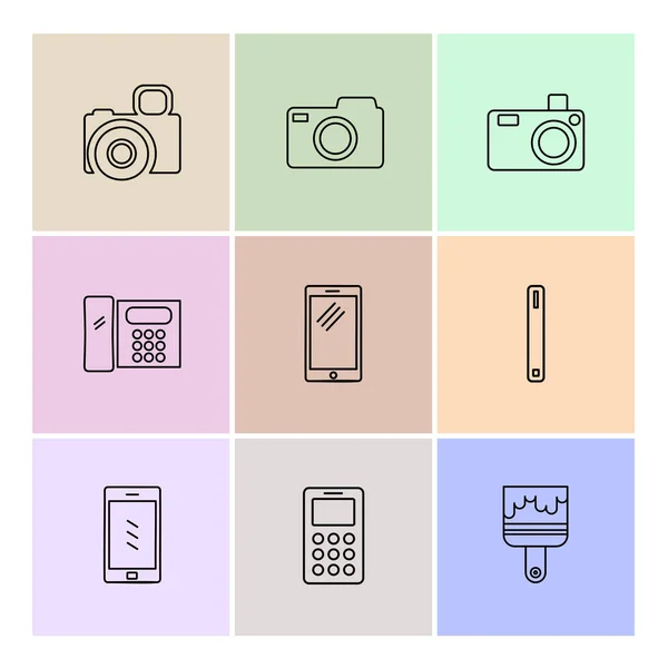 Different Minimalistic Flat Vector App Icons — Stock Vector