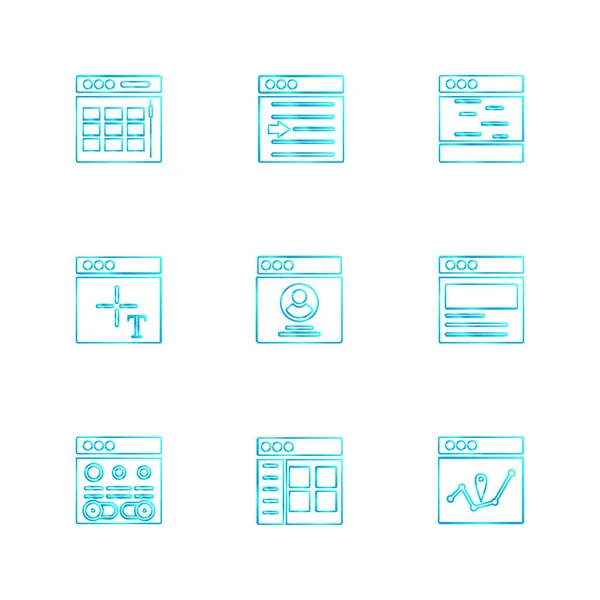 Diferentes Iconos Aplicación Vector Plano Minimalista — Vector de stock