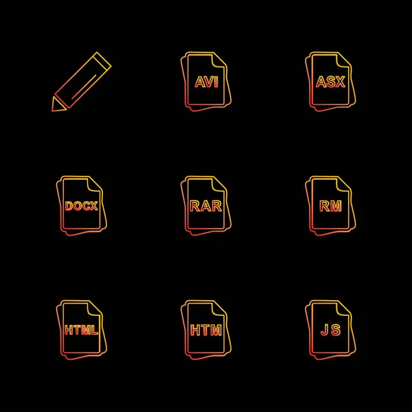 Uppsättning Minimalistisk Platt Vector Appikoner Svart Bakgrund — Stock vektor