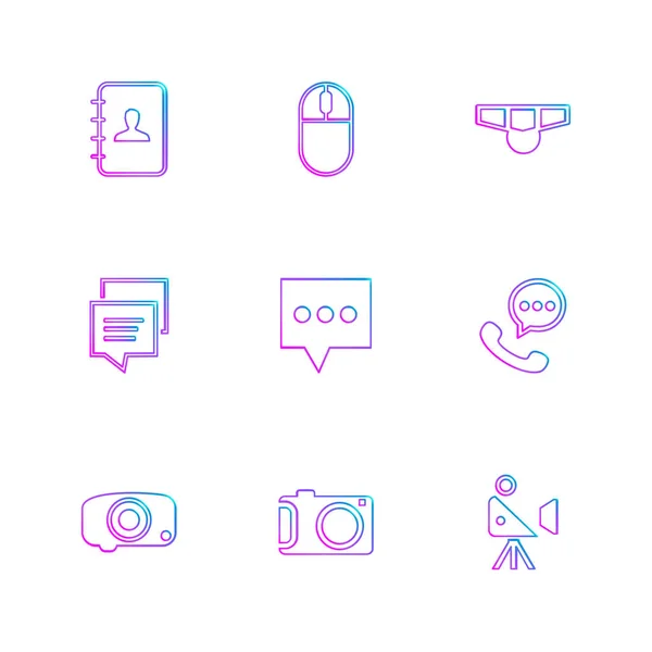 Minimalistic Flat Vector App Icons White Background — Stock Vector