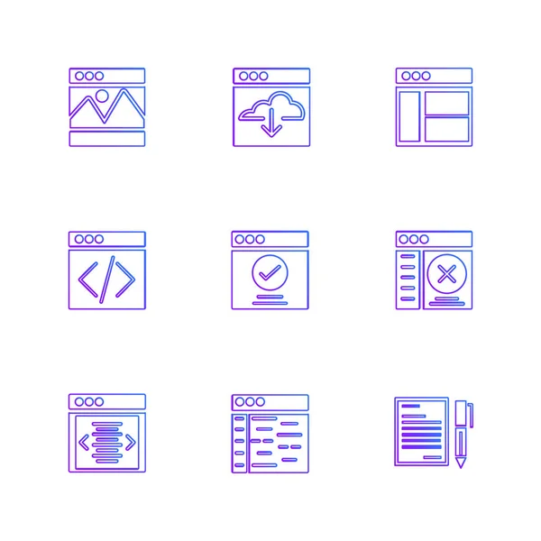 Différentes Icônes Application Vectorielle Plate Minimaliste Sur Fond Blanc — Image vectorielle