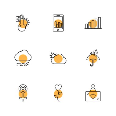Beyaz arka plan üzerinde farklı minimalist düz vektör app simgeleri