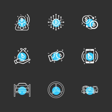 farklı minimalist düz vektör app simgeler siyah arka plan üzerine