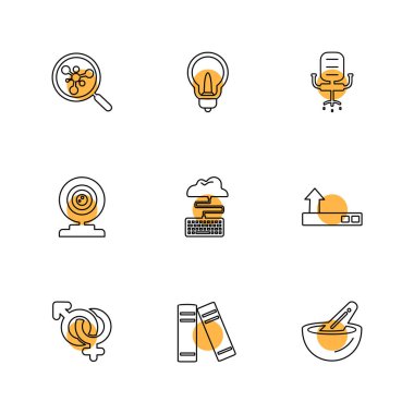 rozetleri simgeler, rasgele koleksiyonu ayarla basit düz app simgeleri ve logotypes, vektör çizim