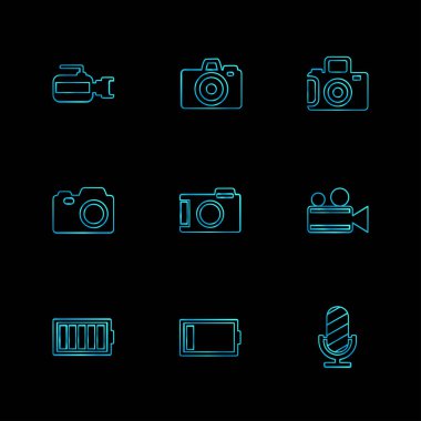 farklı minimalist düz vektör app simgeler siyah arka plan üzerine