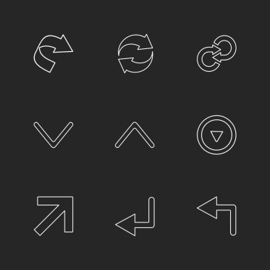 farklı minimalist düz vektör app simgeler siyah arka plan üzerine