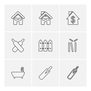 Beyaz arka plan üzerinde farklı minimalist düz vektör app simgeleri