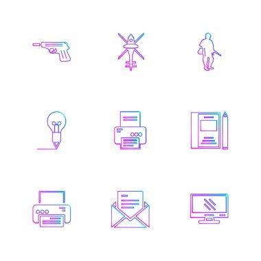 Farklı minimalist düz vektör app simgeleri