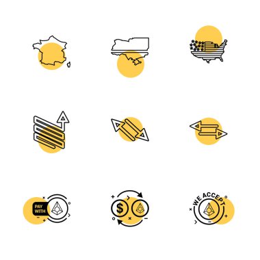 Beyaz arka plan üzerinde farklı minimalist düz vektör app simgeleri