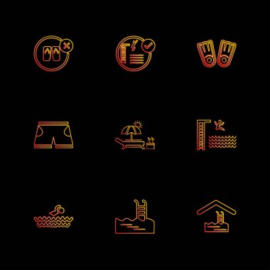 minimalist düz vektör app simgeler siyah arka plan üzerine