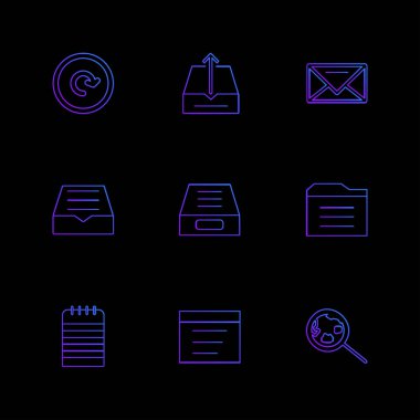 farklı minimalist düz vektör app simgeler siyah arka plan üzerine