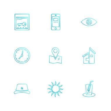 Beyaz arka plan üzerinde farklı minimalist düz vektör app simgeleri