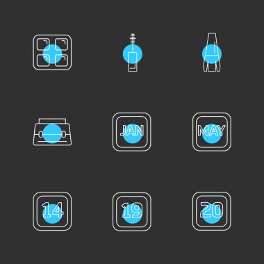 minimalist düz vektör app simgeler siyah arka plan üzerinde renkli daireler ile