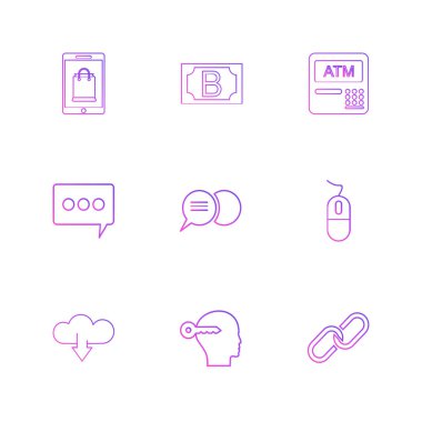 Beyaz arka plan üzerinde farklı minimalist düz vektör app simgeleri