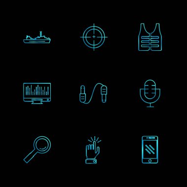 farklı minimalist düz vektör app simgeler siyah arka plan üzerine