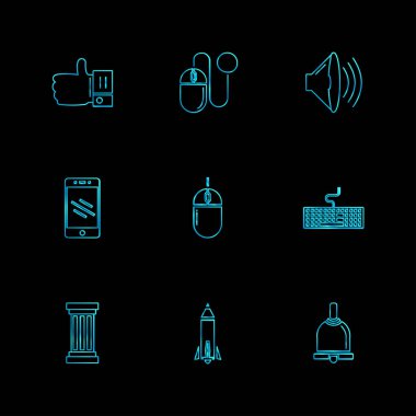 farklı minimalist düz vektör app simgeler siyah arka plan üzerine