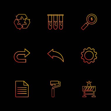 siyah arka plan üzerine minimalist düz vektör app simge kümesi