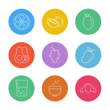 Beyaz arka plan üzerinde farklı minimalist düz vektör app simgeleri