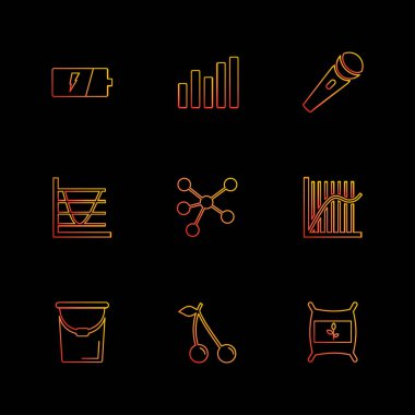 farklı minimalist düz vektör app simgeler siyah arka plan üzerine