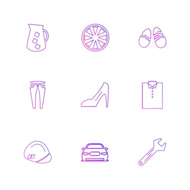 beyaz zemin üzerine minimalist düz vektör app simge kümesi