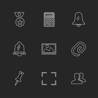 minimalist düz vektör app simgeler siyah arka plan üzerine 