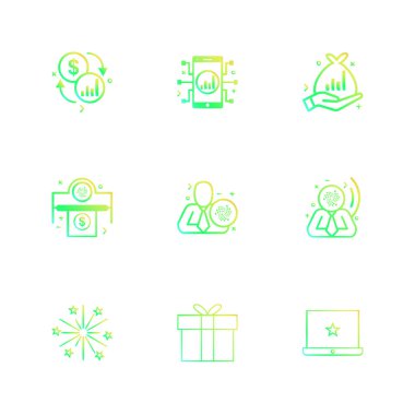 Beyaz arka plan üzerinde farklı minimalist düz vektör app simgeleri