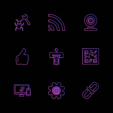 minimalist düz vektör app simgeler siyah arka plan üzerine