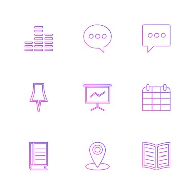 Beyaz arka plan üzerinde renkli minimalist düz vektör app simgeleri