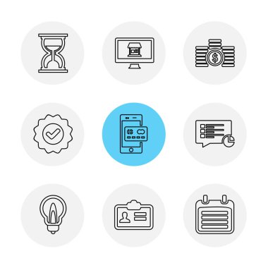 Beyaz arka plan üzerinde farklı minimalist düz vektör app simgeleri